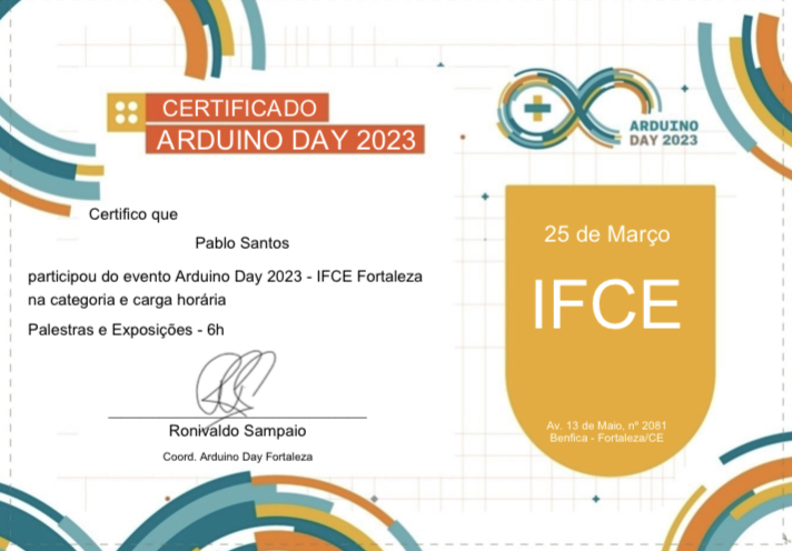 certificado Arduino Day